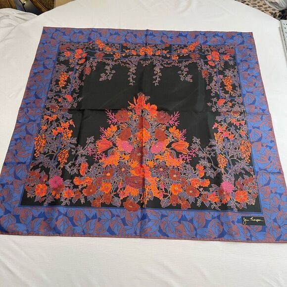 Jim Thompson VTG Floral Silk Scarf - Picture 1 of 8